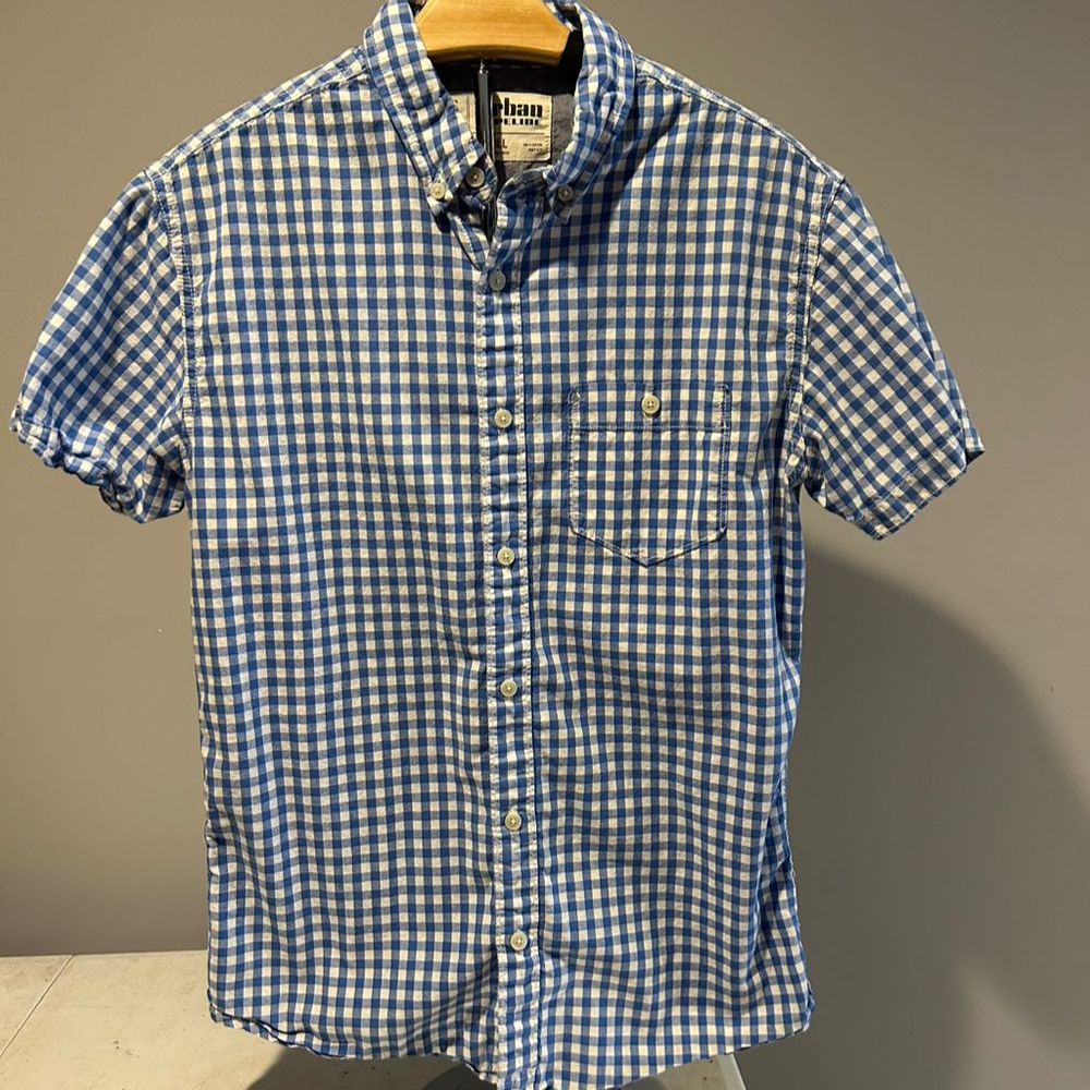 Urban Pipeline Boys Blue Plaid Short Sleeve Button-Up Shirt Size S Cotton